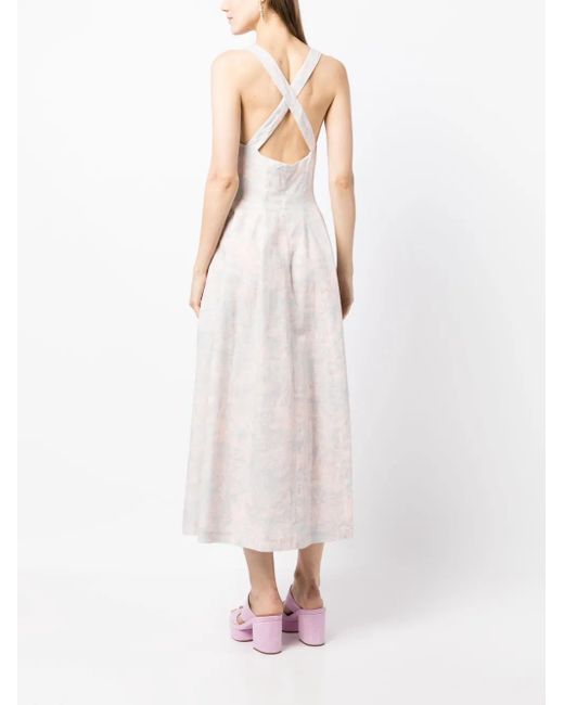 Philosophy Di Lorenzo Serafini White Abstract-Print Fluted Dress
