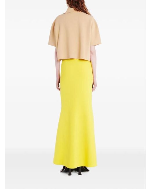 A.W.A.K.E. MODE Natural Rugby Asymmetric-Collar Short-Sleeve Top