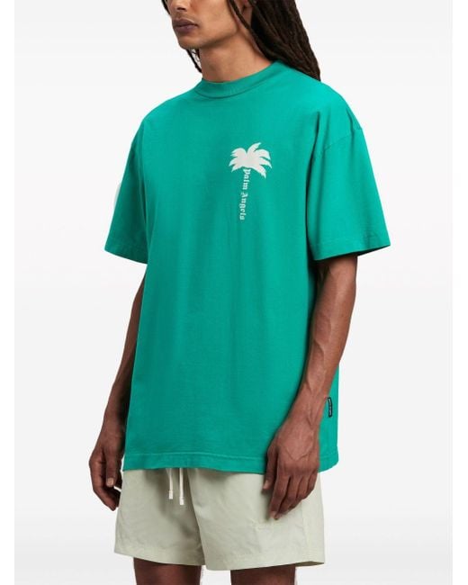 Palm Angels Green Palm Logo T-shirt for men