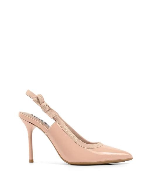 Karl Lagerfeld Pink Bow-Detail Slingback Heeled Pumps