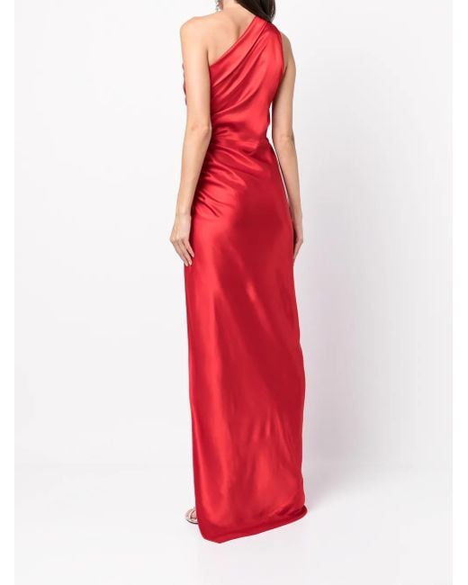 Michelle Mason Red Asym Silk Gown