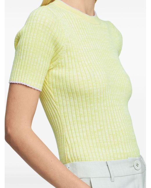 Anna Quan Yellow Bebe Ribbed-knit Cotton Top