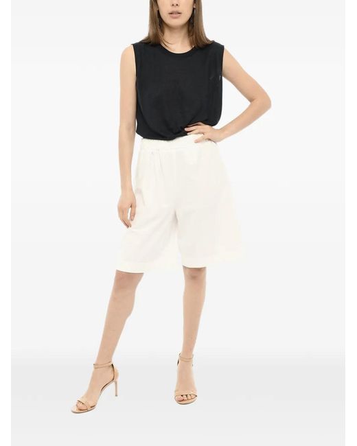 Woolrich White Logo-Patch Elasticated Shorts