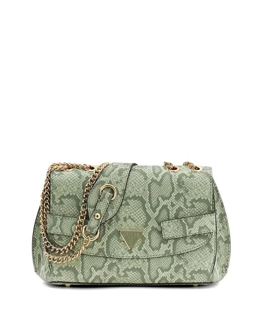 Guess Green Serenova Snakeskin-Print Cross Body Bag