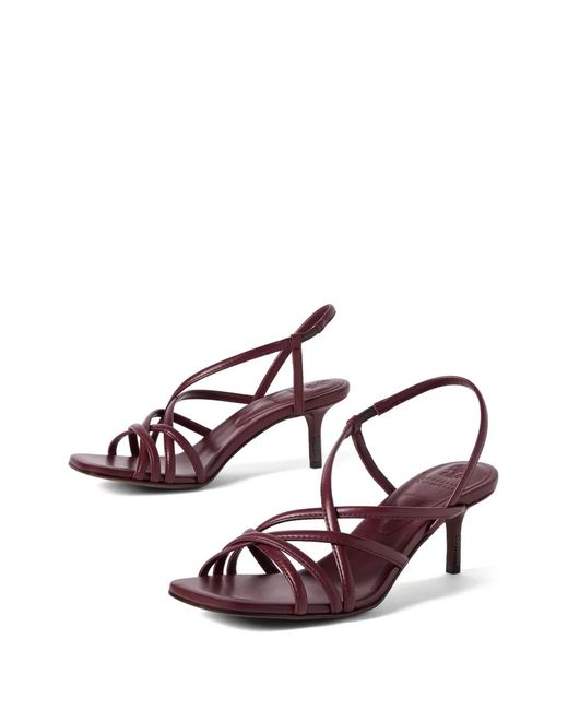 Brunello Cucinelli Red Calfskin City Heels With Precious Details Sandals