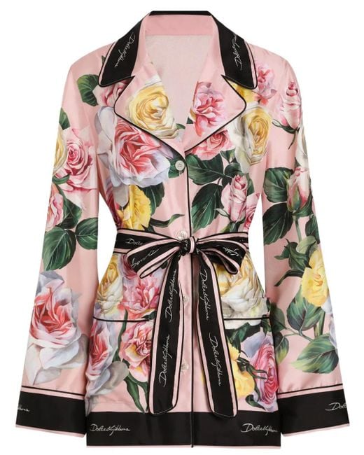 Dolce & Gabbana Red Floral-Print Shirt