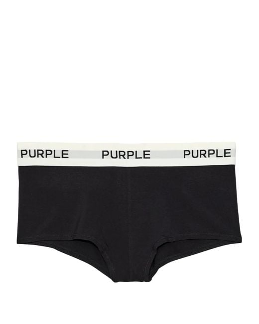 Purple Brand Black Logo-Tape Cotton Briefs