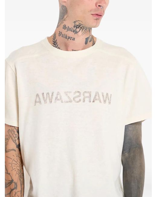 M I S B H V White Warszawa Cold Wave T-Shirt for men