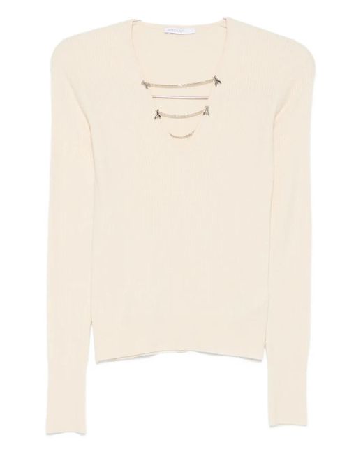 Patrizia Pepe Chain-embellished Sweater Natural