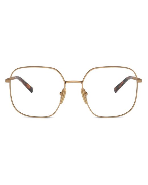 Prada Metallic Brille Mit Eckigem Gestell