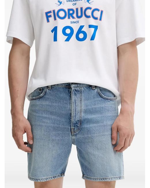 Fiorucci Blue Short En Jean À Patch Logo for men