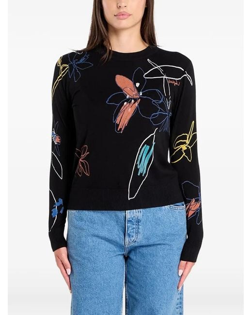Desigual Black Arty Floral-Print Sweater