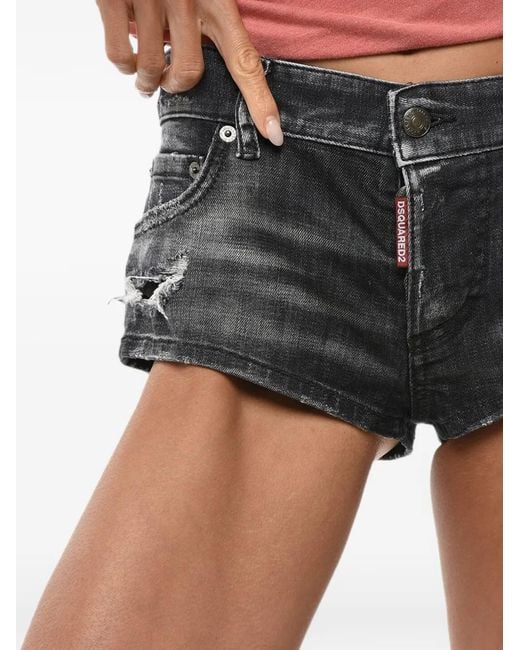 DSquared² Black Chain Denim Hot Pants