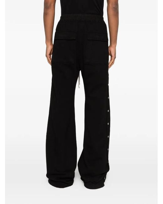 Rick Owens Black Drawstring Wide-Leg Trousers for men