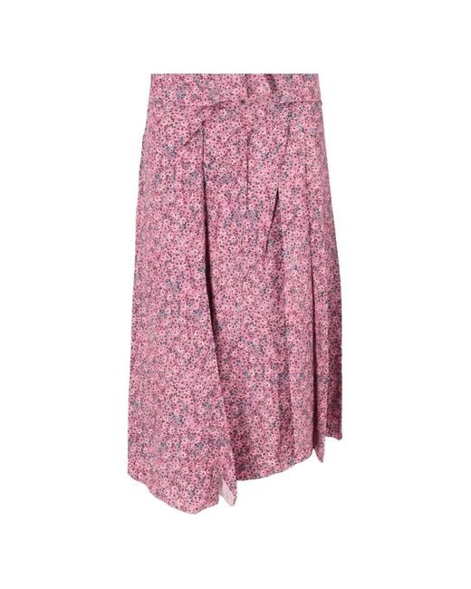 Isabel Marant Pink Cacia Floral-Print Asymmetric Midi Skirt