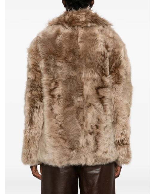 Yves Salomon Natural Shearling Double-Breasted Jacket