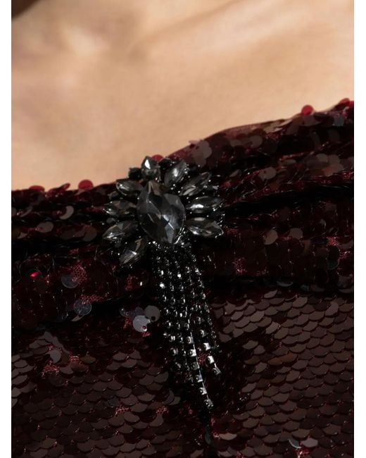 Self-Portrait Purple Sequinned Off-Shoulder Dress