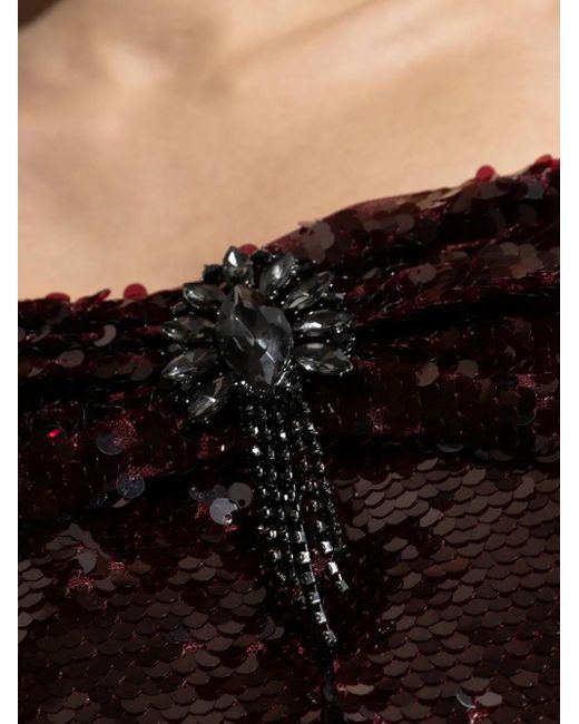 Self-Portrait Purple Sequinned Off-Shoulder Dress