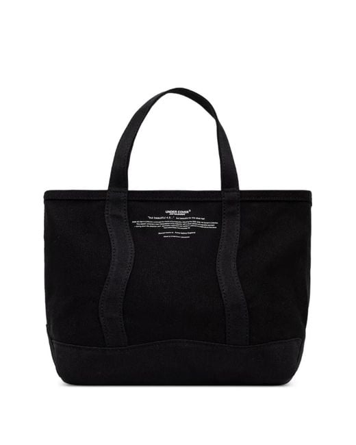 Undercover Black Logo-Print Canvas Tote Bag for men