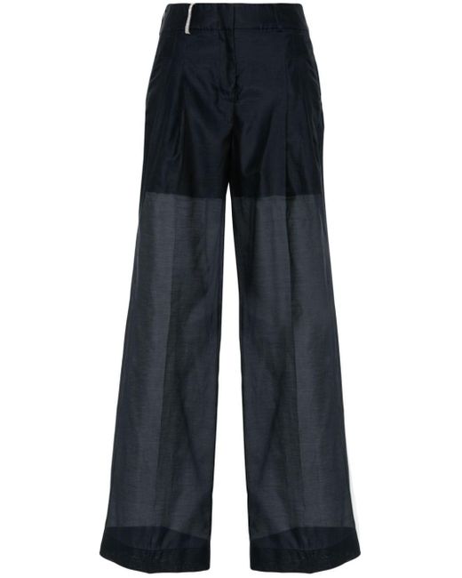 Peserico Blue Wide-leg Chiffon Trousers