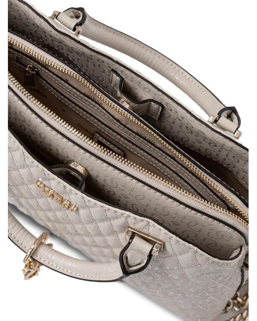 Guess White Betula Quilted Tote Bag