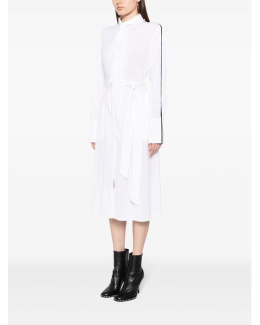 Peter Do White Belted-Waist Button-Down Dress