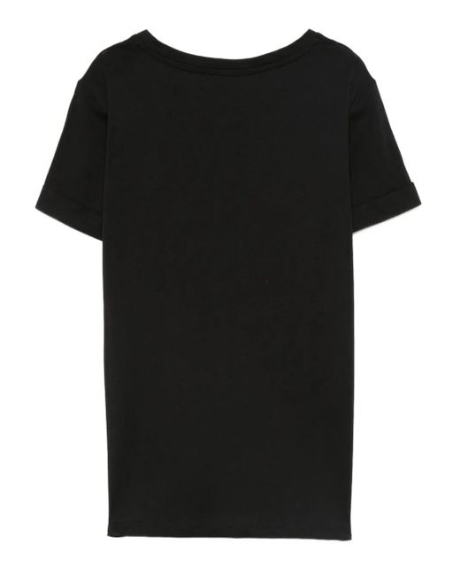 Liu Jo Black Floral-Embellished Cotton T-Shirt
