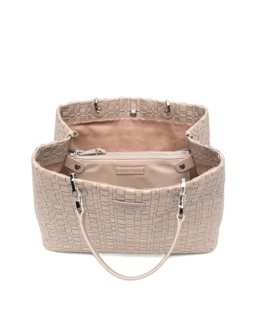 Emporio Armani Natural Woven Top-Handle Tote Bag