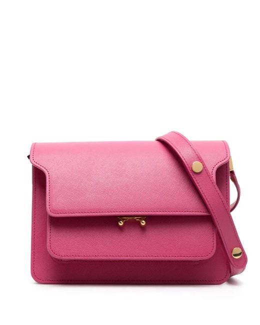 Marni Pink Trunk Medium Bag In Leather