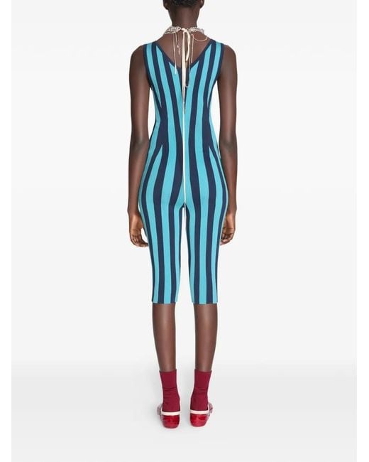 Dries Van Noten Blue Striped Jumpsuit