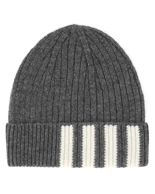 Cashmere Ribbed-Knit Beanie di Thom Browne in Gray da Uomo