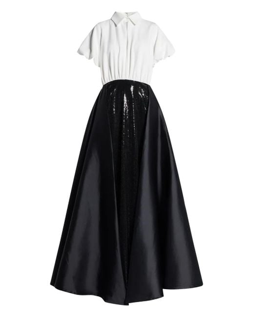 Greta Constantine Black Champneys Sequin-Panel Maxi Dress