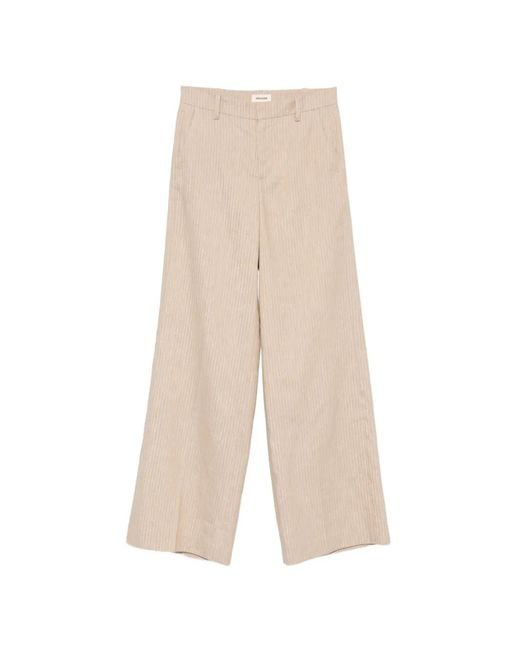Zadig & Voltaire White Pinstripe Wide-Leg Trousers