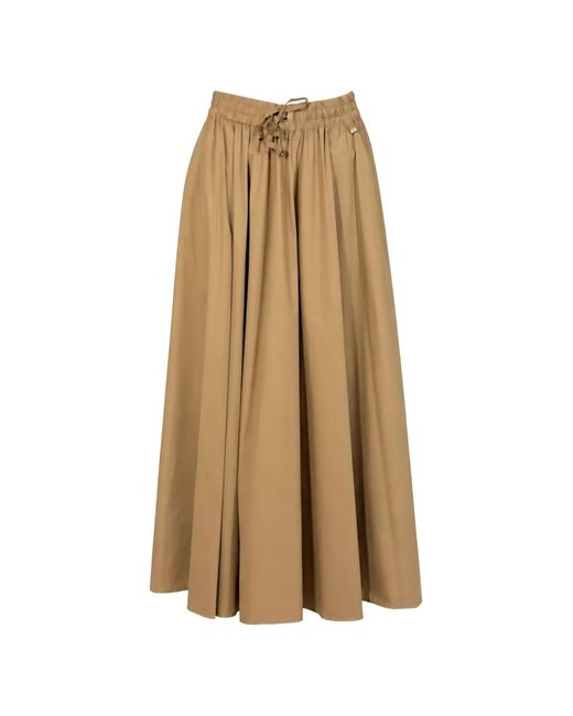 Herno Natural Drawstring Flared Maxi Skirt