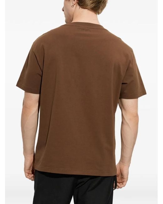 Courreges Brown Logo-Print T-Shirt for men