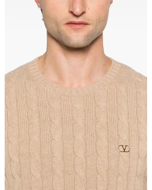 Valentino Garavani Natural Cable-Knit Sweater for men