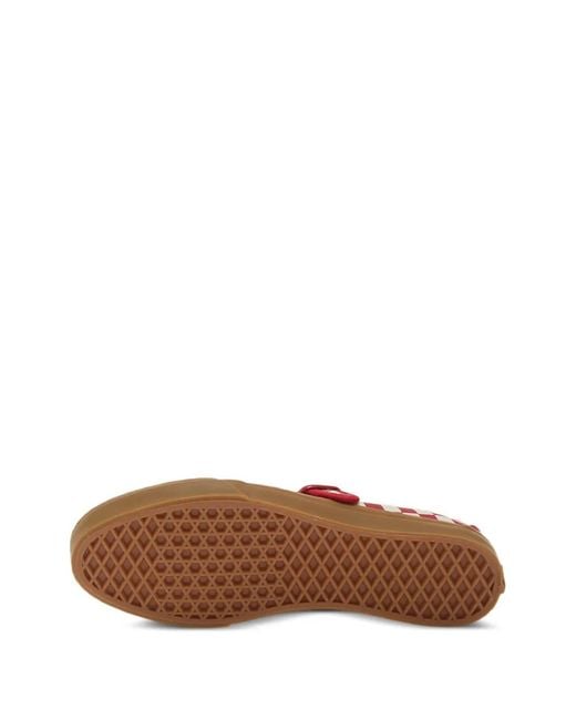 Vans Red Checkerboard-Print Buckle-Strap Espadrilles