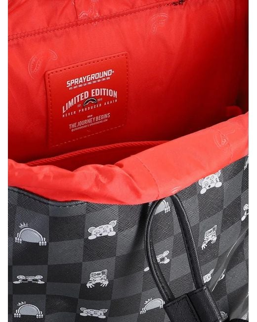 Sprayground Gray Check-Pattern Shark-Mouth Backpack for men