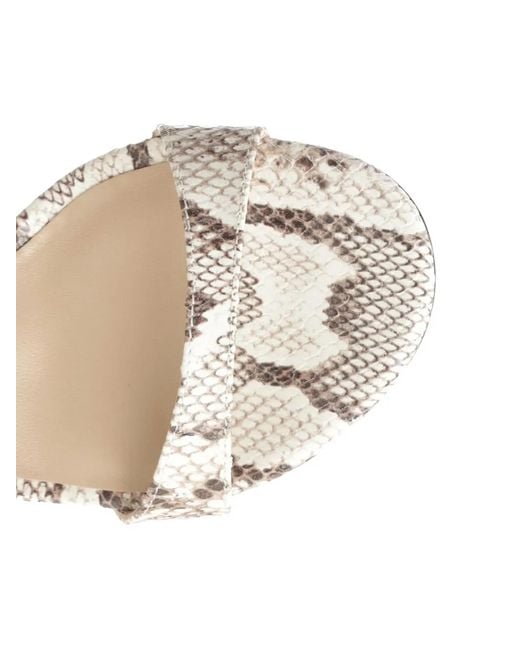 Stuart Weitzman White Nudist Slide Snakeskin-Effect Sandals