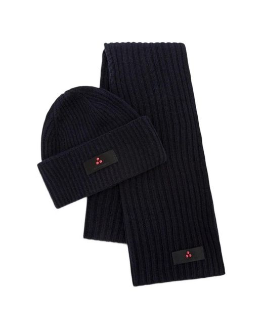 Peuterey Blue Ribbed-Knit Logo-Patch Set