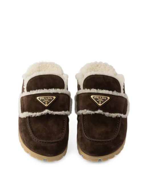 Prada Multicolor Mules Scuff En Daim Et Shearling