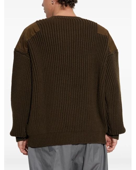 DSquared² Brown Shoulder-Patch Ribbed-Knit Jumper for men