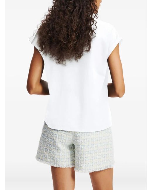 Karl Lagerfeld White Signature T-Shirt mit Strass