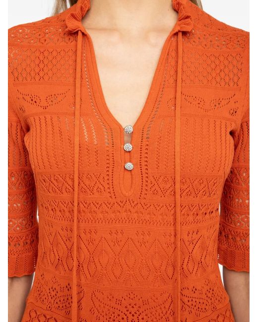 Zadig & Voltaire Orange Memphis Cotton Pointelle Dress
