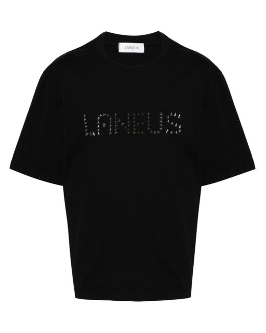 Laneus Black Star Studded-logo T-shirt for men