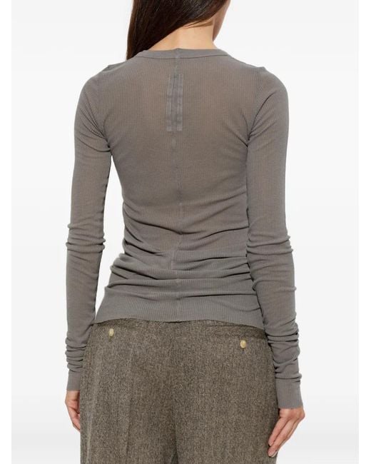 Rick Owens Gray Ribbed-Knit Long-Sleeve T-Shirt