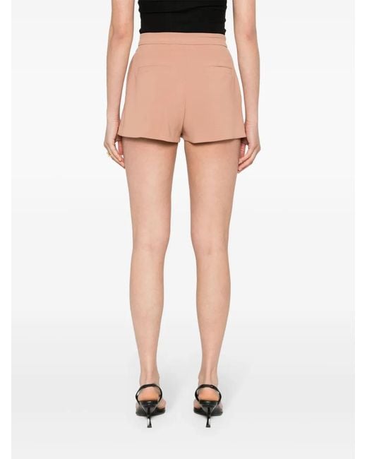 Elisabetta Franchi Natural Logo-Patch Crepe Shorts