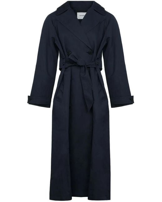 Yves Salomon Blue Double-Breasted Trenchcoat