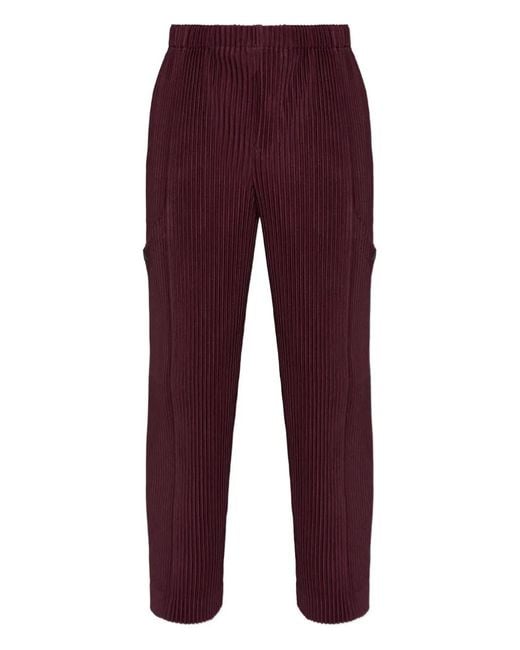 Homme Plissé Issey Miyake Red Quarry Cargo-Pockets Pleated Trousers for men