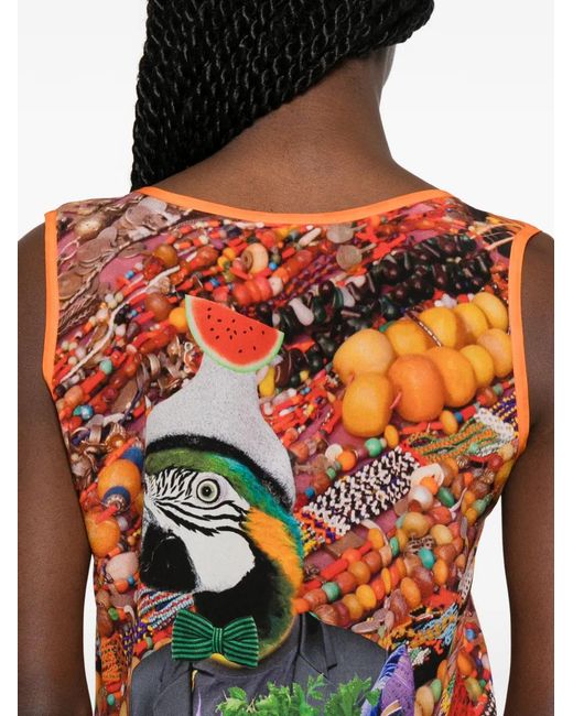 The Artistylist Orange Graphic-Print Sleeveless Top